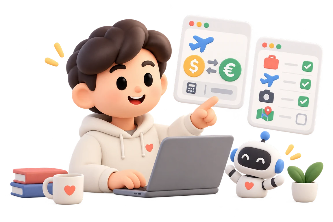 AI와 함께 작은 웹앱을 만드는 삽화